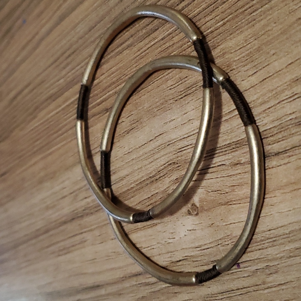 Gold and brown solid bangles - 2 total